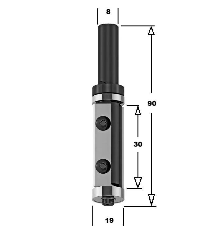 IGM Žiletková fréza ořezávací se 2 ložisky D19x30x90 s=8 F043-19481