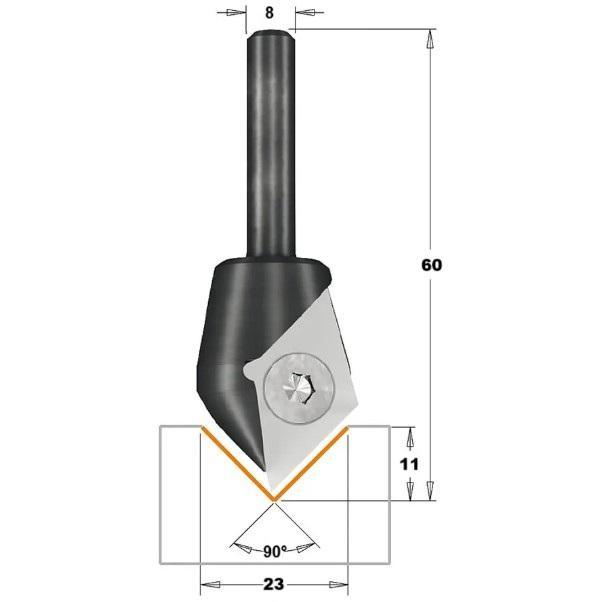 IGM Žiletková fréza gravírovací 90° D23x11x60 s=8 F051-23081