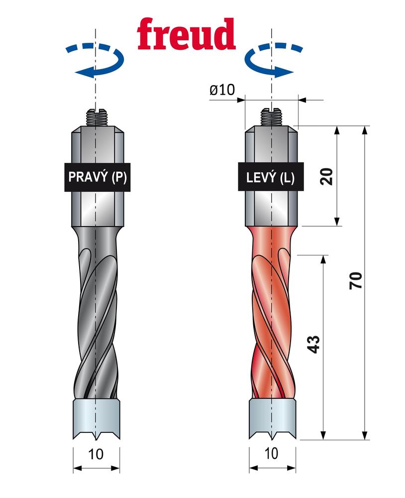 FREUD Kolíkovací vrták 10x70 neprůchozí