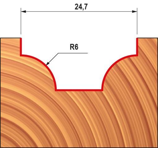 FREUD stopková fréza zaoblovací vydutá R6 24,7x12,7x44,7 s=8 39-20908P