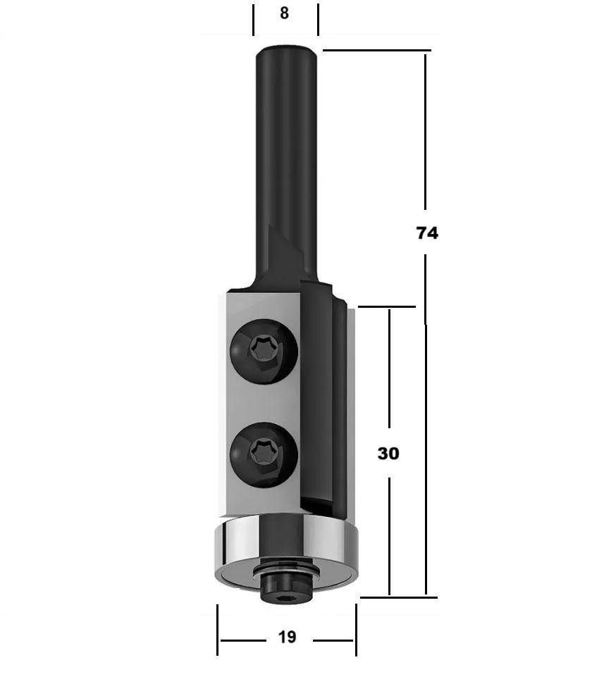 IGM Žiletková fréza ořezávací s ložiskem D19x30x74 s=8