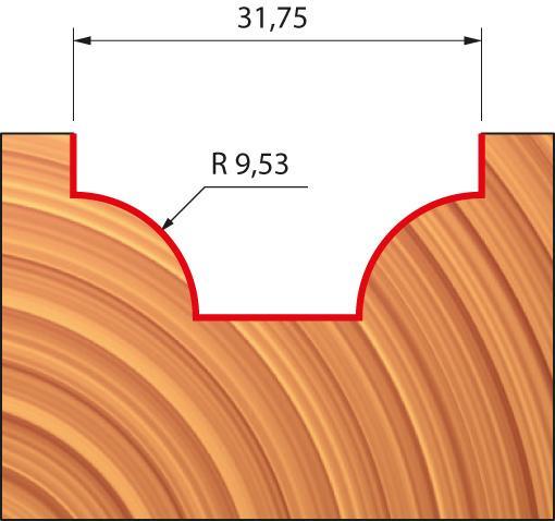 FREUD stopková fréza zaoblovací vydutá R9,53 31,75x14,3x46,3 s=8 39-20808P